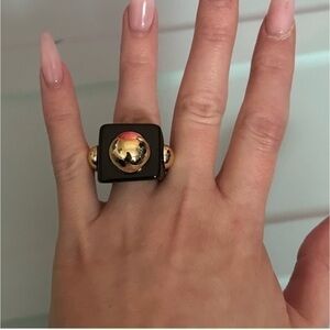 My Ex's Funeral black and gold bubble ring size L